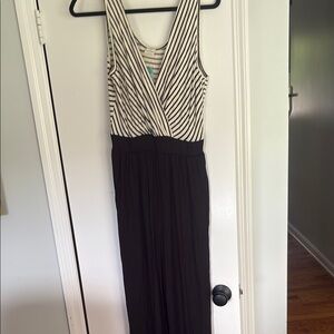 Kaileigh Black and White Striped Jumpsuit